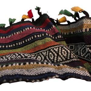 Treska Bohemian Native American Red Tassel Scarf, 33x26, NWT